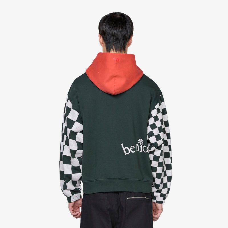 Venice Checker Sleeve Hoodie Black