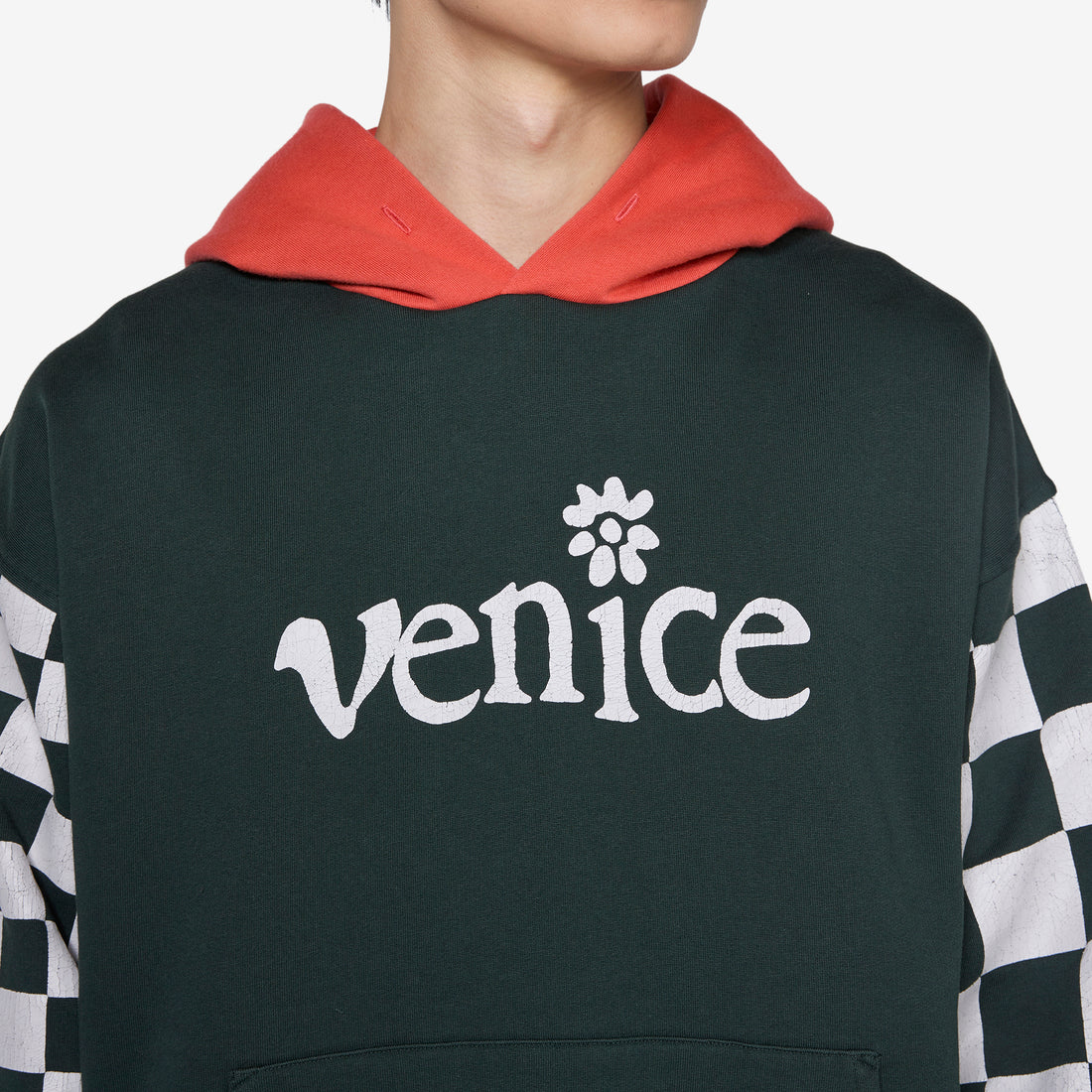 Venice Checker Sleeve Hoodie Black Jumpers