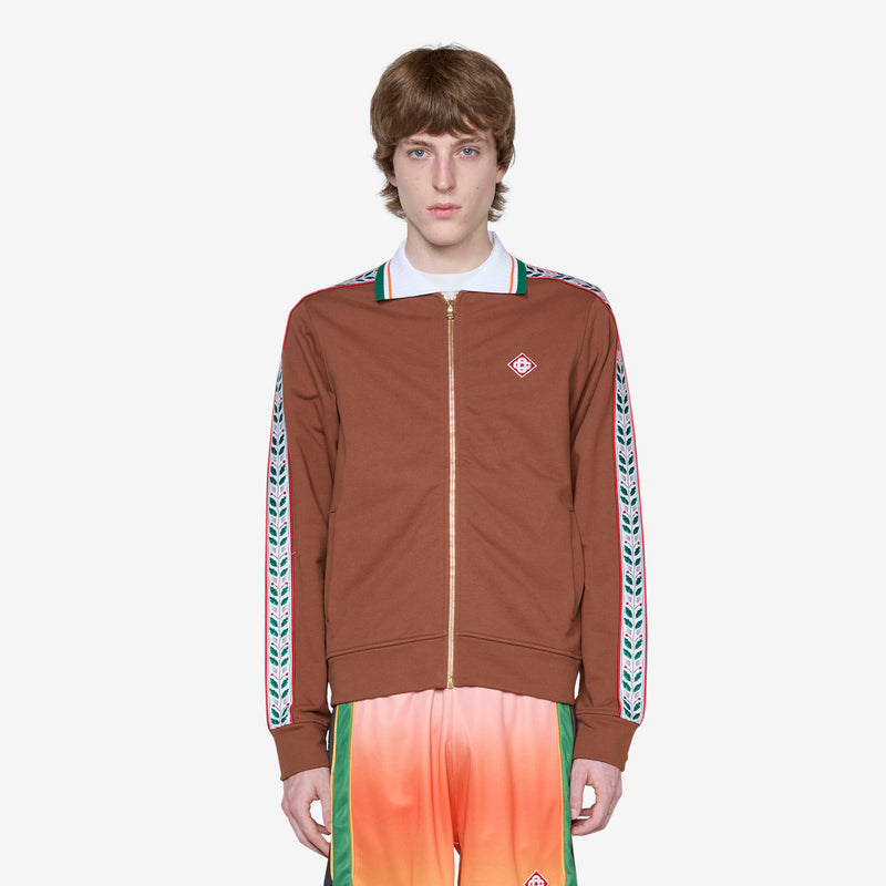 Motosport Laurel Tape Zip Through Sweatshirt Brown Jackets