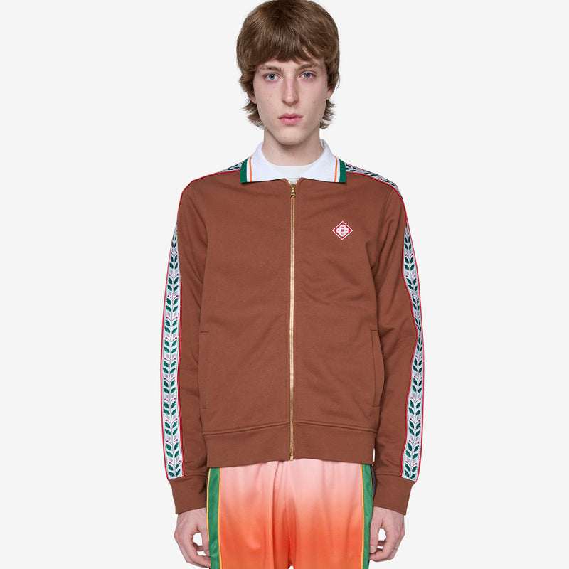 Motosport Laurel Tape Zip Through Sweatshirt Brown Jackets