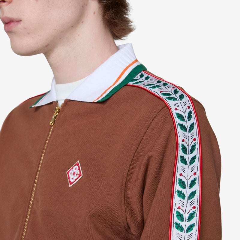 Motosport Laurel Tape Zip Through Sweatshirt Brown Jackets