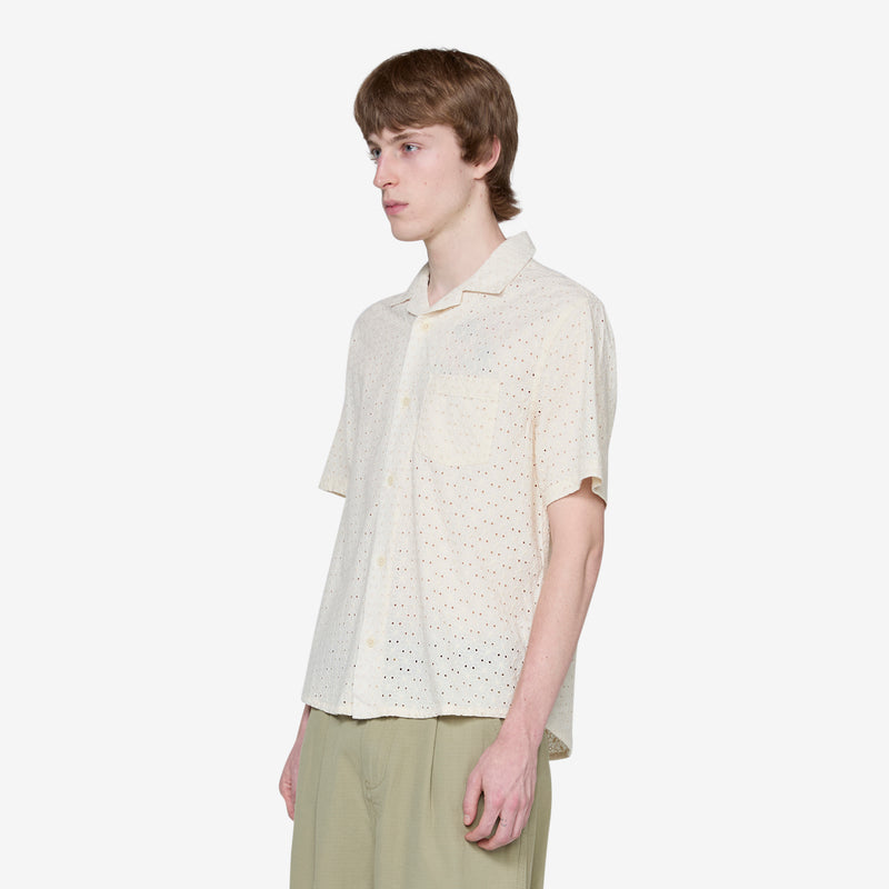 Floral Eyelet Short Sleeve Shirt Natural Shirts