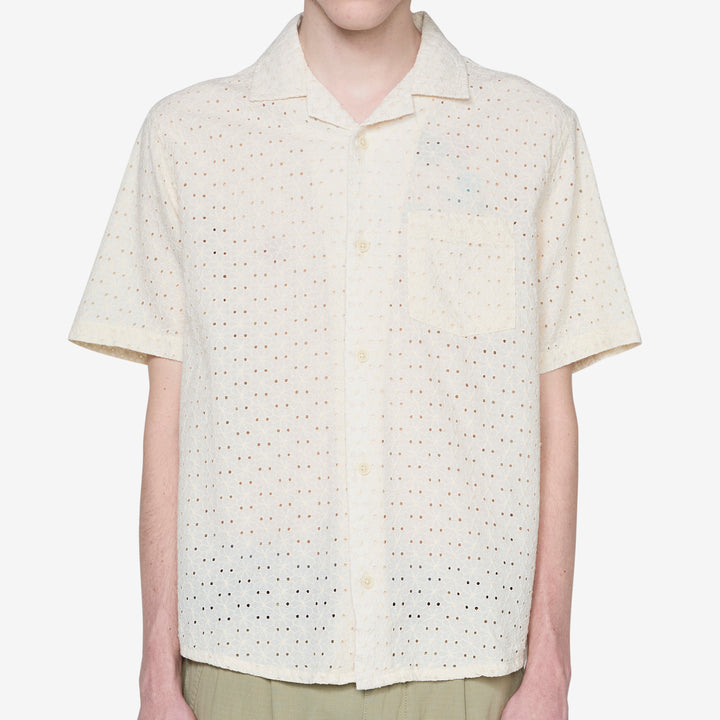 Floral Eyelet Short Sleeve Shirt Natural