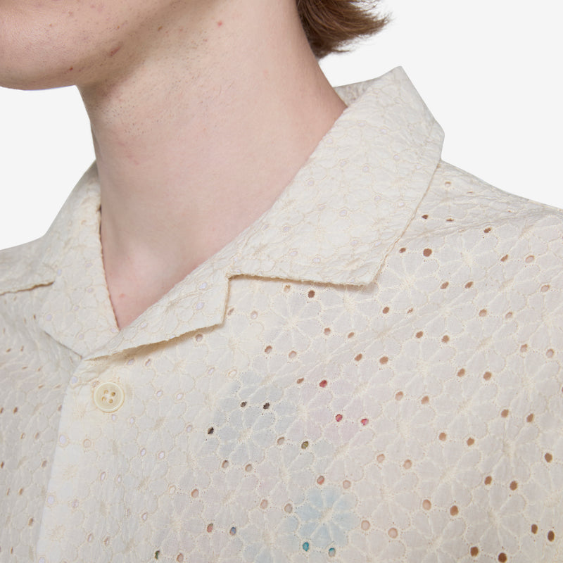 Floral Eyelet Short Sleeve Shirt Natural Shirts