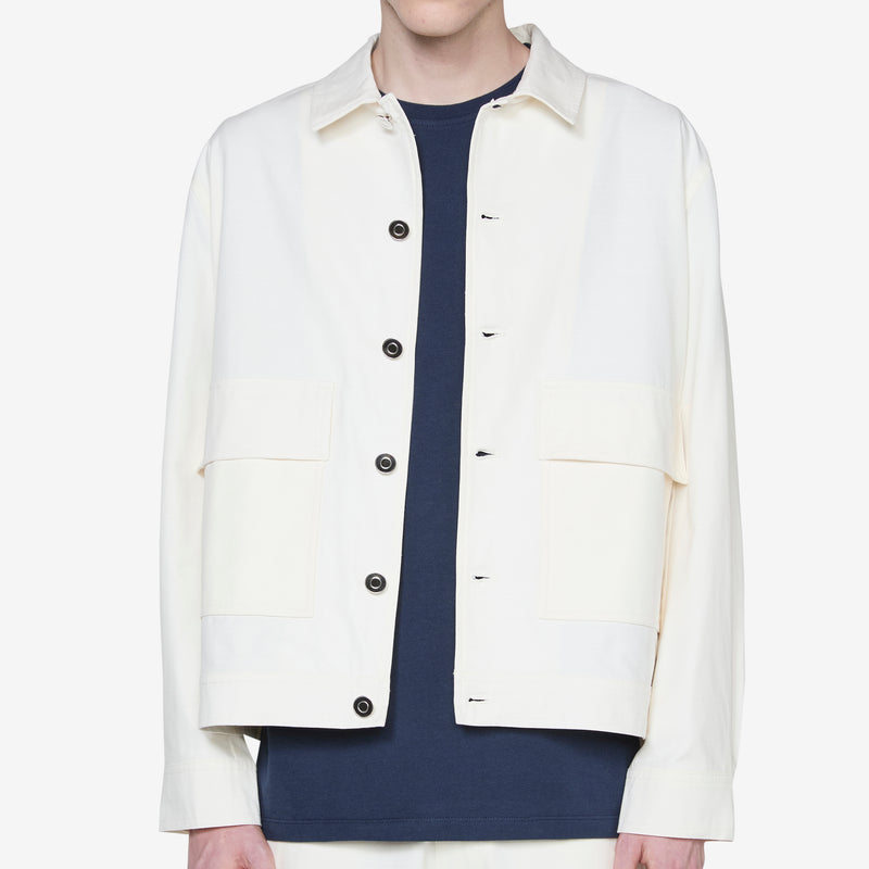 Full Button Linen Jacket Off White