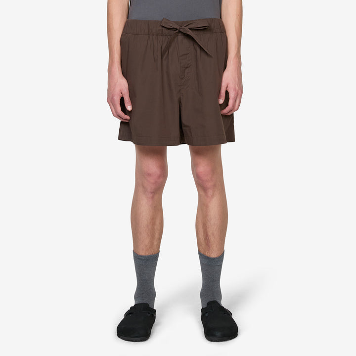 Cotton Poplin Pyjama Shorts Coffee Front