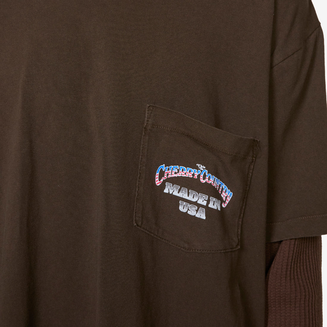 Country Road Boxy Pocket Longsleeve Thermal Chocolate Tees