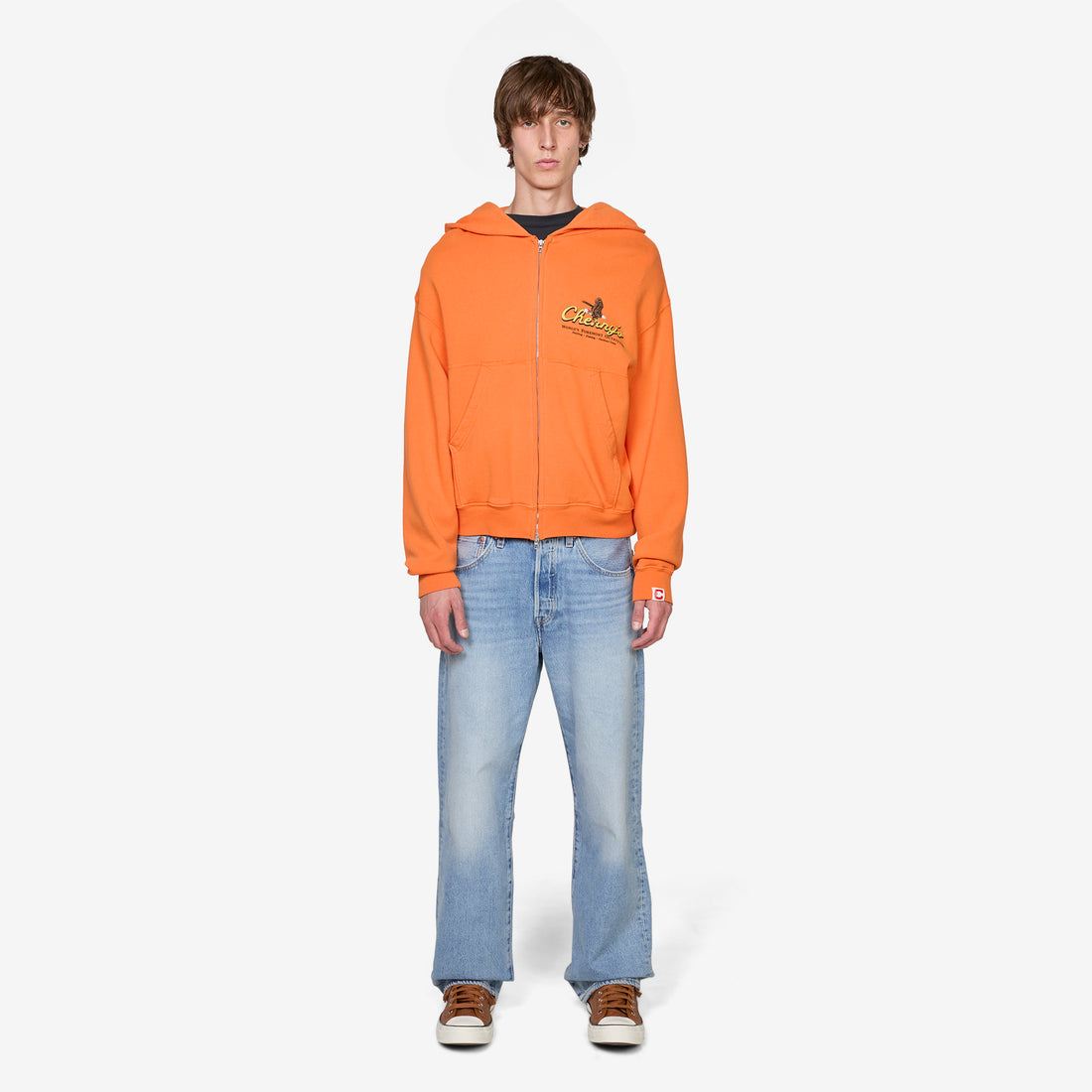 Outfitter Zip Up Hoodie Orange Jumpers