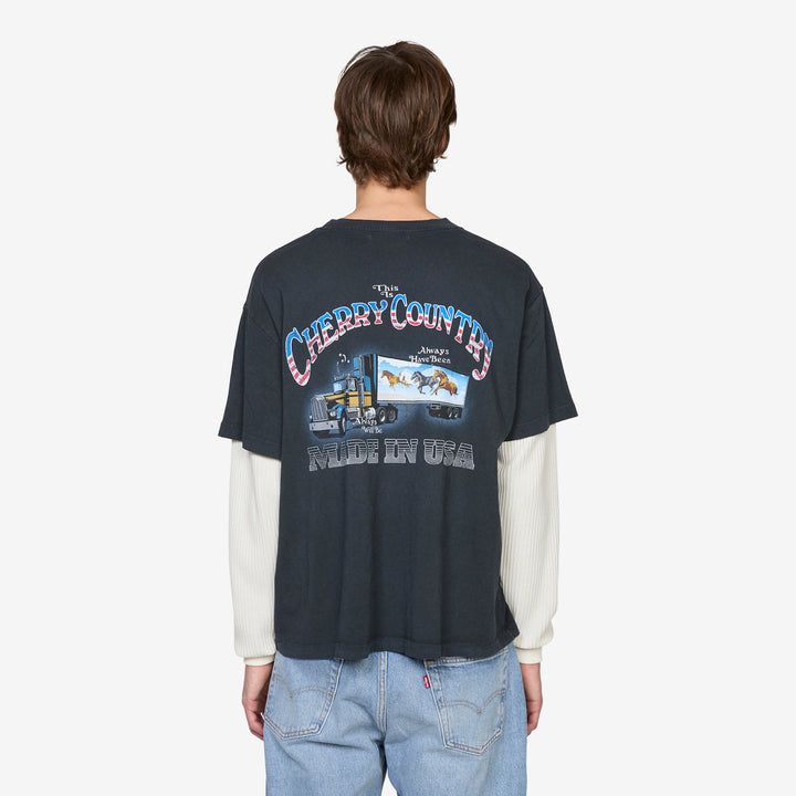 Country Road Boxy Pocket Longsleeve Thermal Vintage Black