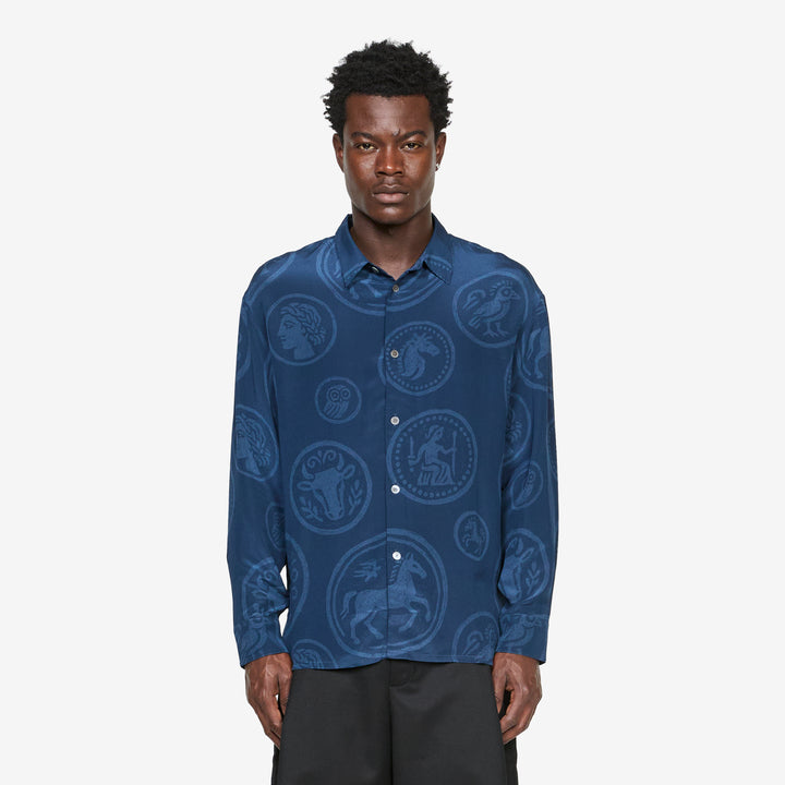 Derbin Shirt Blue Coins Front