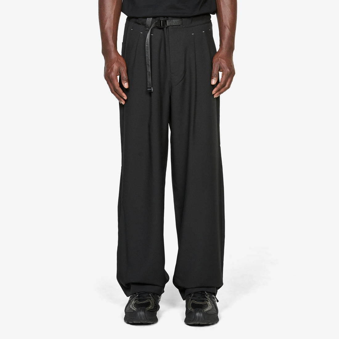 PE Melange Twill Wide Pants Black Pants