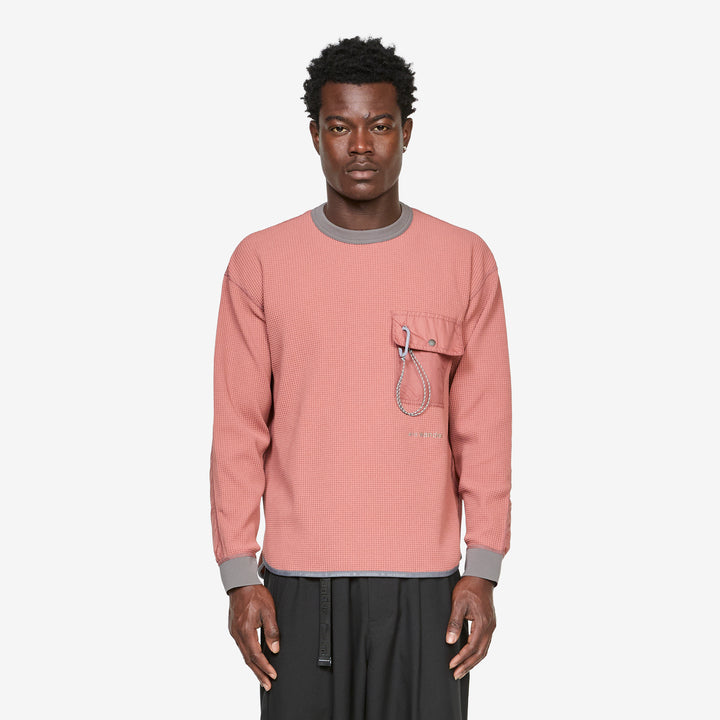 PE Waffle Longsleeve T-Shirt Pink Front