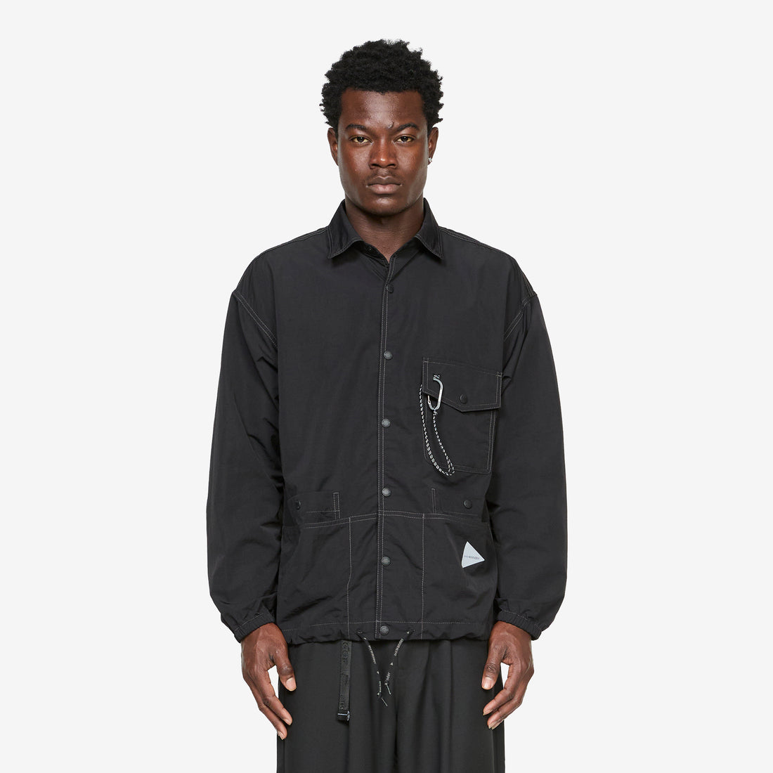 Crinkled Nylon Shirts Jacket Black Jackets