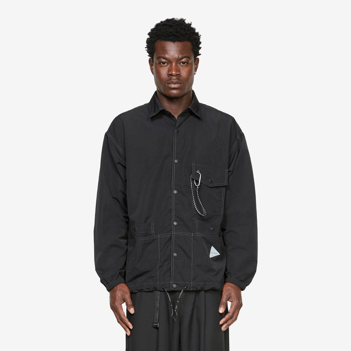 Crinkled Nylon Shirts Jacket Black Front