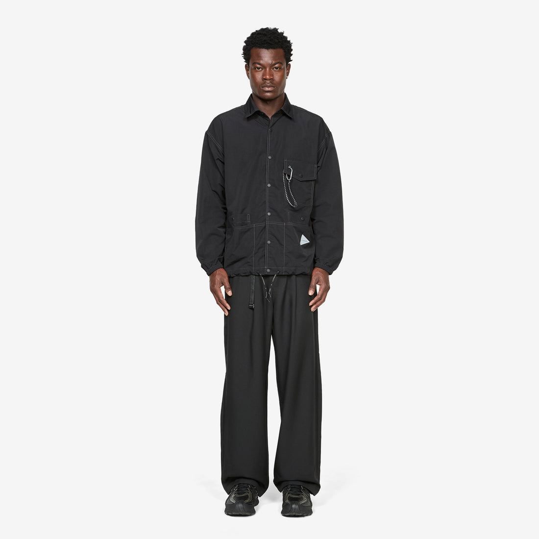 Crinkled Nylon Shirts Jacket Black Jackets