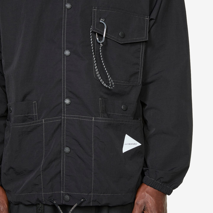 Crinkled Nylon Shirts Jacket Black