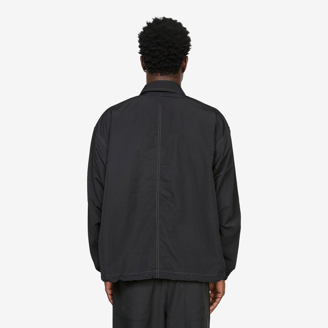 Crinkled Nylon Shirts Jacket Black Jackets