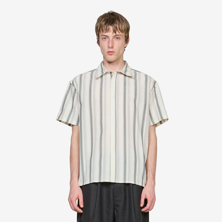 Hold Short Sleeve Shirt Grey | White Stripe Front