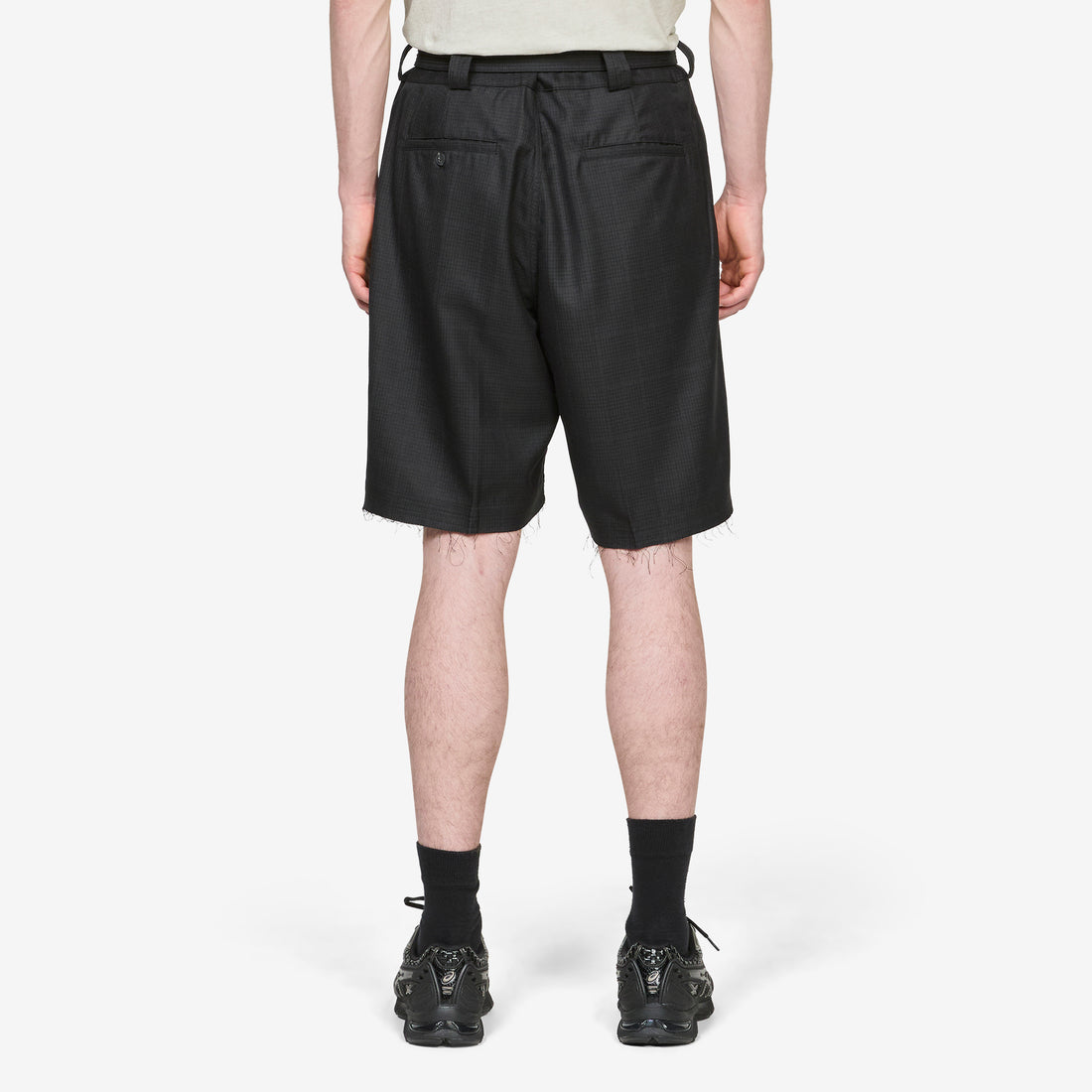 Cut Short Black Plaid Shorts