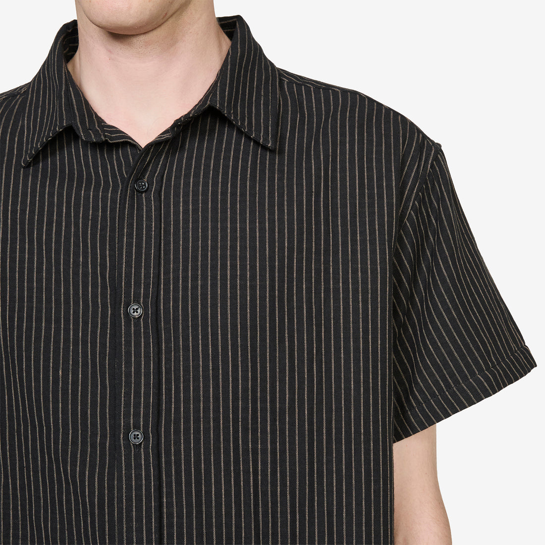Billy Short Sleeve Shirt Black | Tan Stripe Shirts