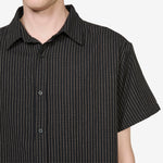 Billy Short Sleeve Shirt Black | Tan Stripe