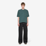 Pigment Dyed USA Flag Logo Hem Drawcord Pocket T-Shirt Green