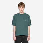 Pigment Dyed USA Flag Logo Hem Drawcord Pocket T-Shirt Green