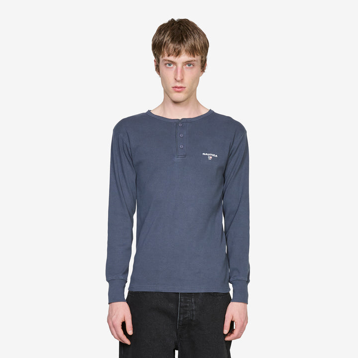 Rib Henley Longsleeve T-Shirt Pigment Navy Front