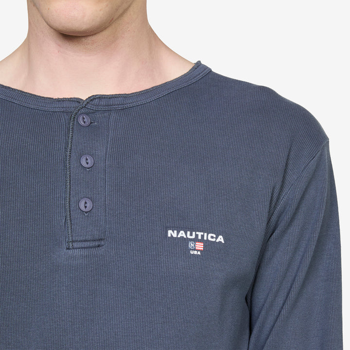 Rib Henley Longsleeve T-Shirt Pigment Navy