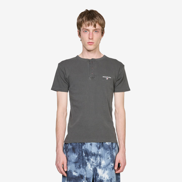 Rib Henley T-Shirt Pigment Charcoal Front