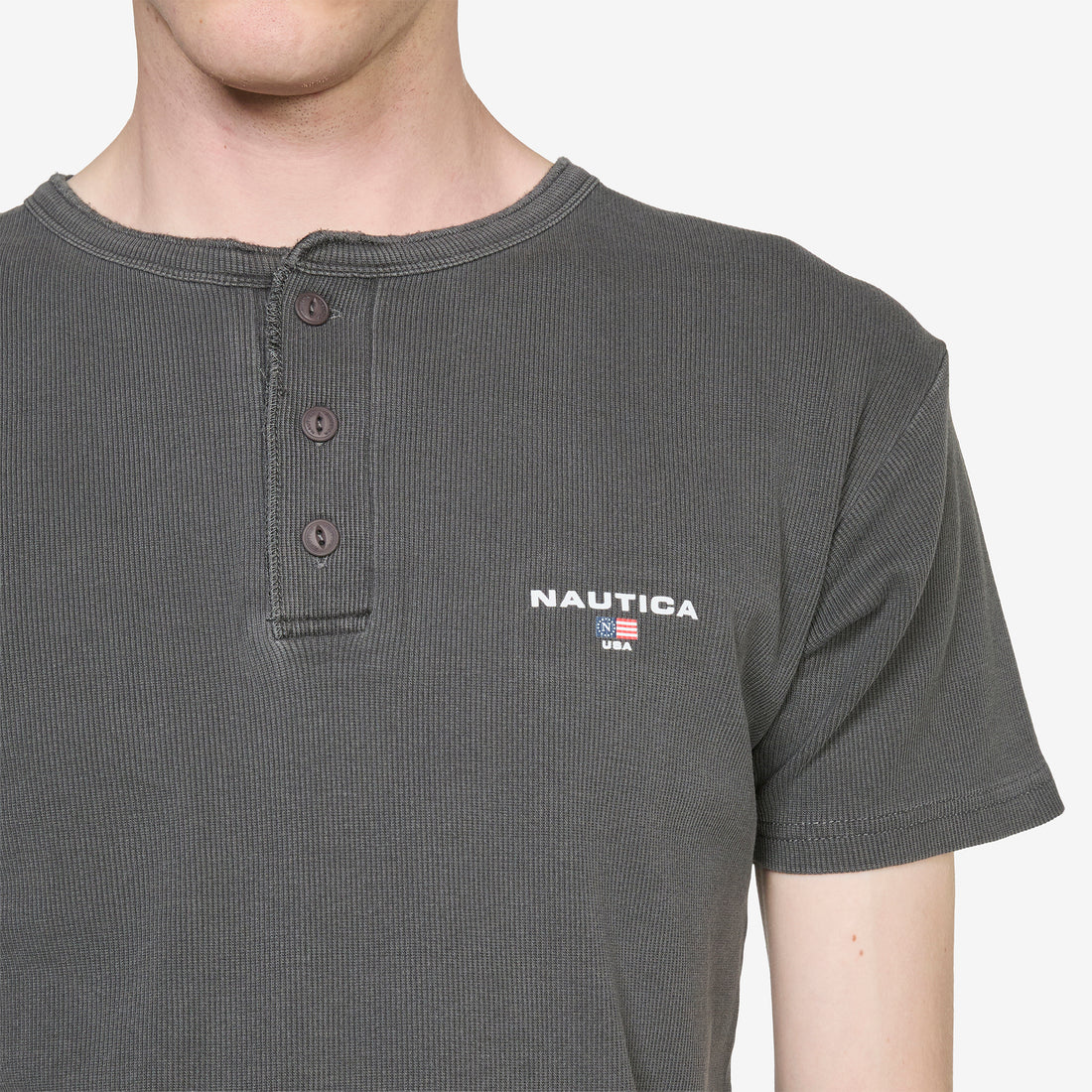Rib Henley T-Shirt Pigment Charcoal Tees