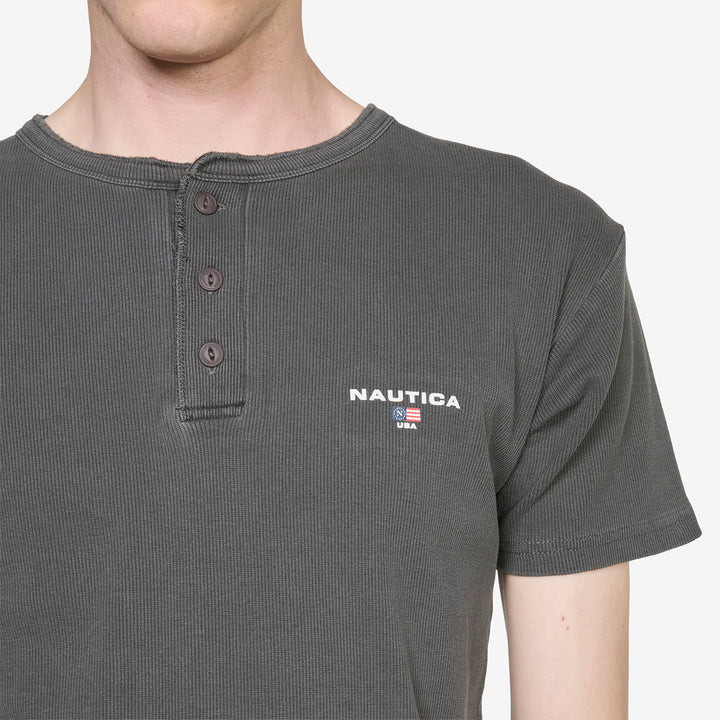 Rib Henley T-Shirt Pigment Charcoal
