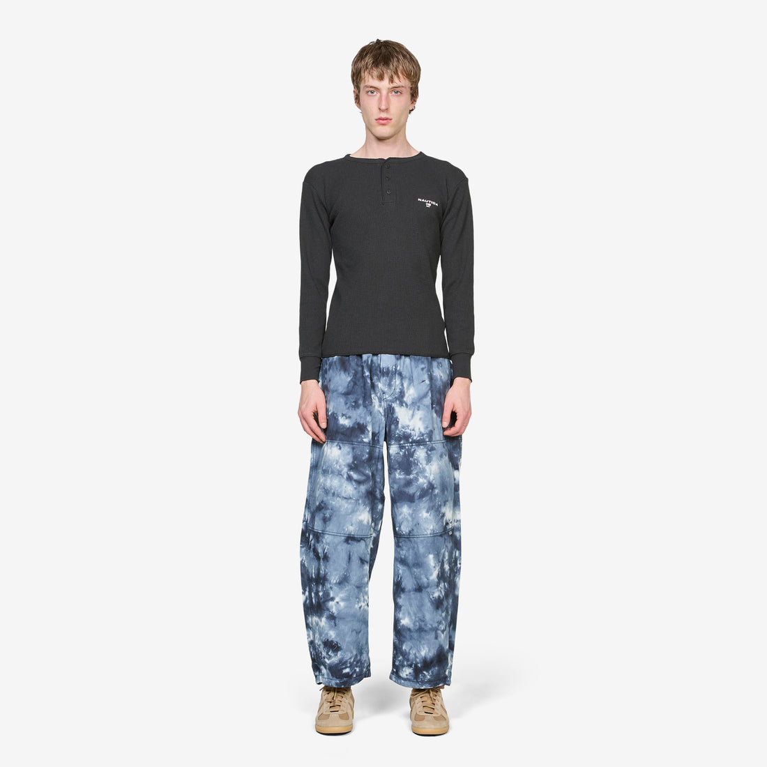 Waffle Henley Longsleeve T-Shirt Black Tees