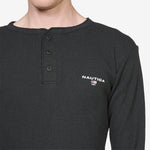 Waffle Henley Longsleeve T-Shirt Black