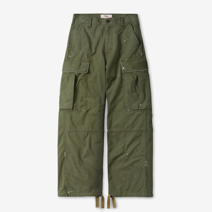 Wide Leg Cargo Pants Army Green Front