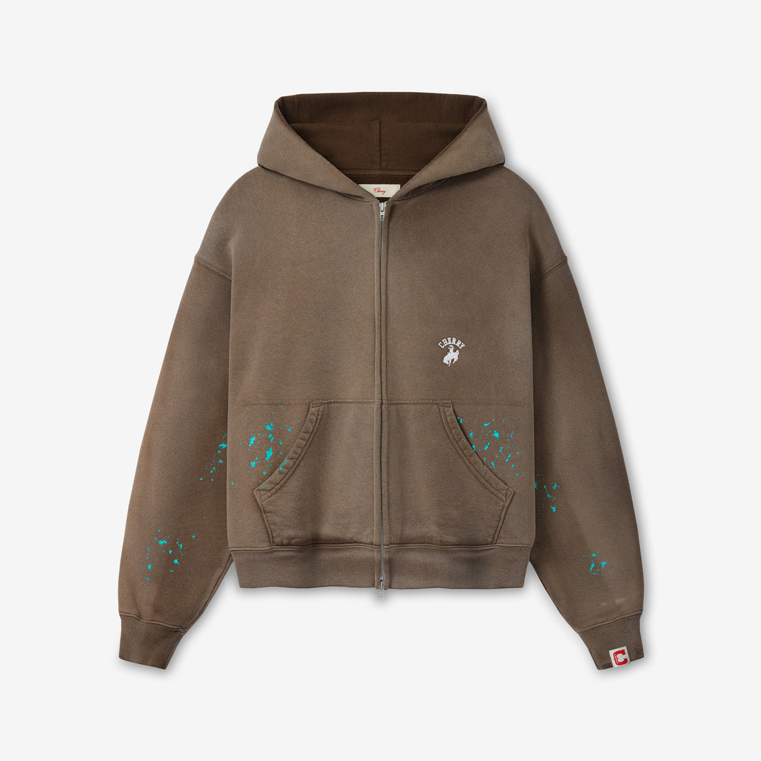 Western Athletic Zip Up Hoodie Brown Jumpers