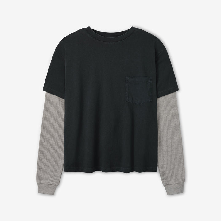 Santa Fe Layered Thermal T-Shirt Vintage Black Front