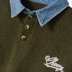 Denim Knit Henley Green