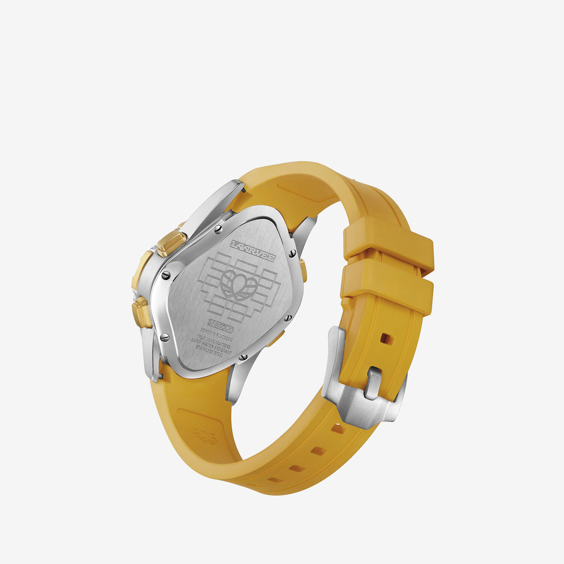 SINNGOUKI SGK001R Silver & Golden Precision Steel | Yellow Rubber | Brushed Golden Bezel | Golden Dial 41mm Jewellery