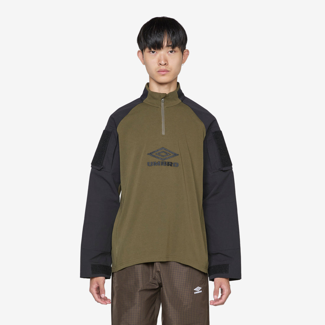 Tactical Half Zip Black Army Green Jumpers