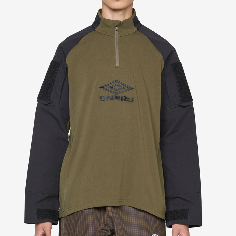 Tactical Half Zip Black Army Green Jumpers