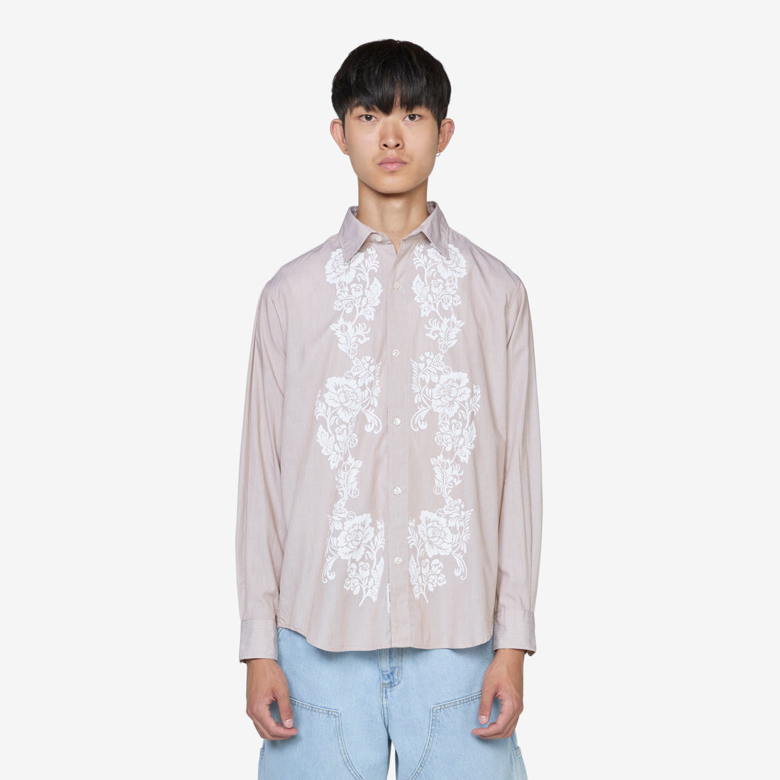 Lace Overprinted Poplin Shirt Brown Shirts