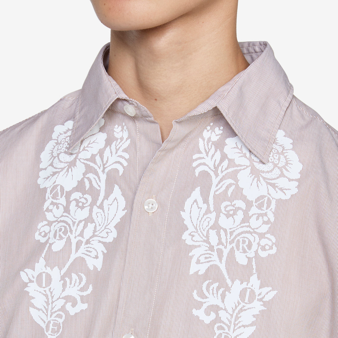 Lace Overprinted Poplin Shirt Brown Shirts