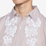 Lace Overprinted Poplin Shirt Brown