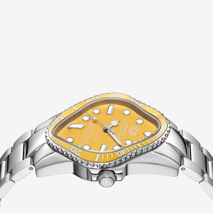 PEA101 Silver Precision Steel | Yellow Bezel | Yellow Dial 32mm