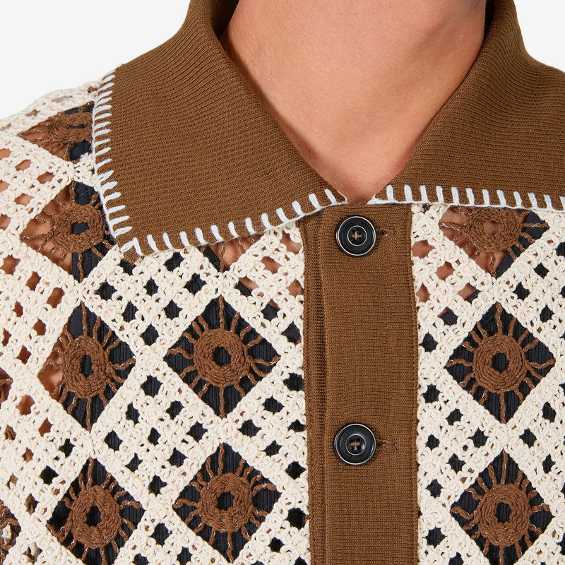 Crochet Cotton Cardigan Brown