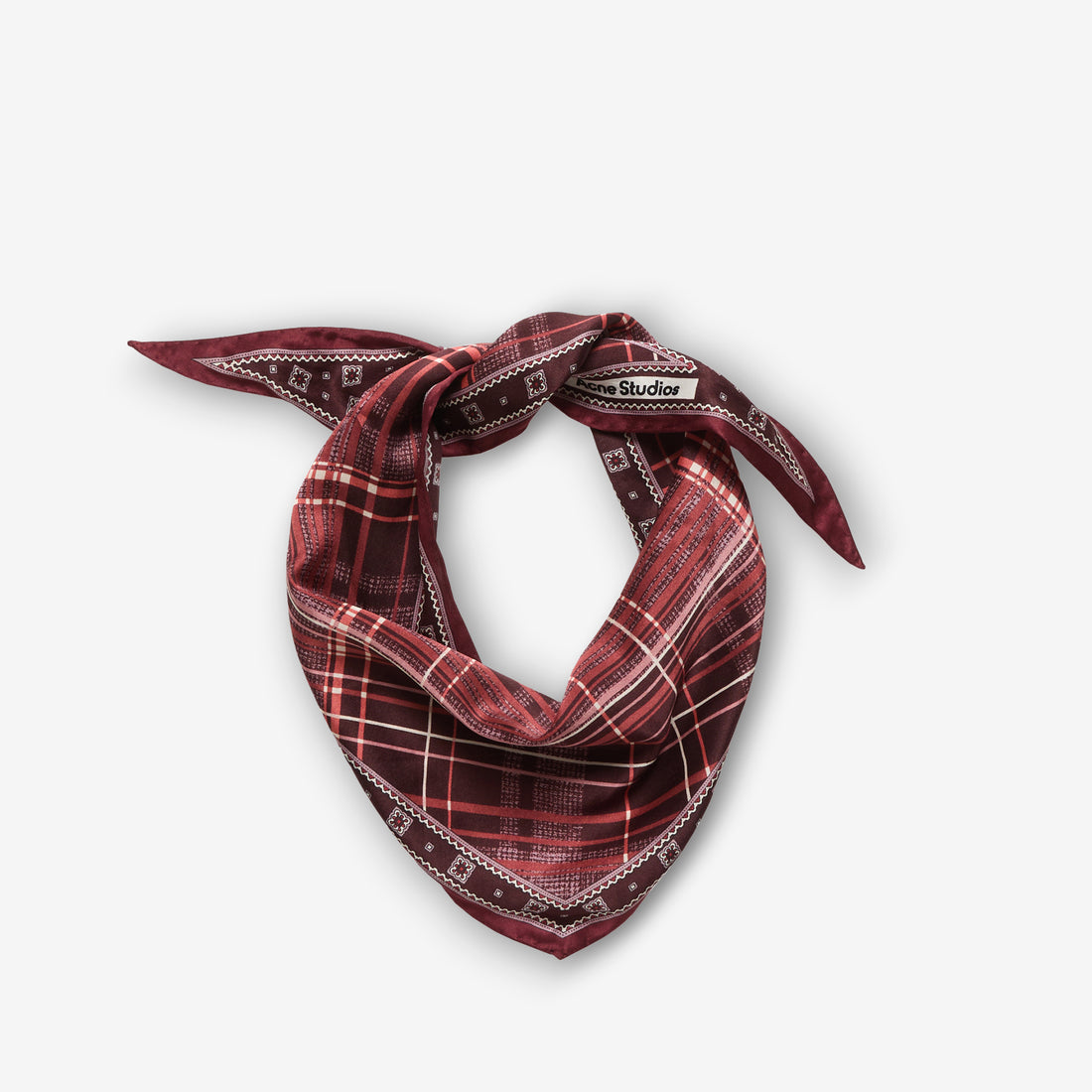Volta Triangle Check Bandana Burgundy | Brown Accessories