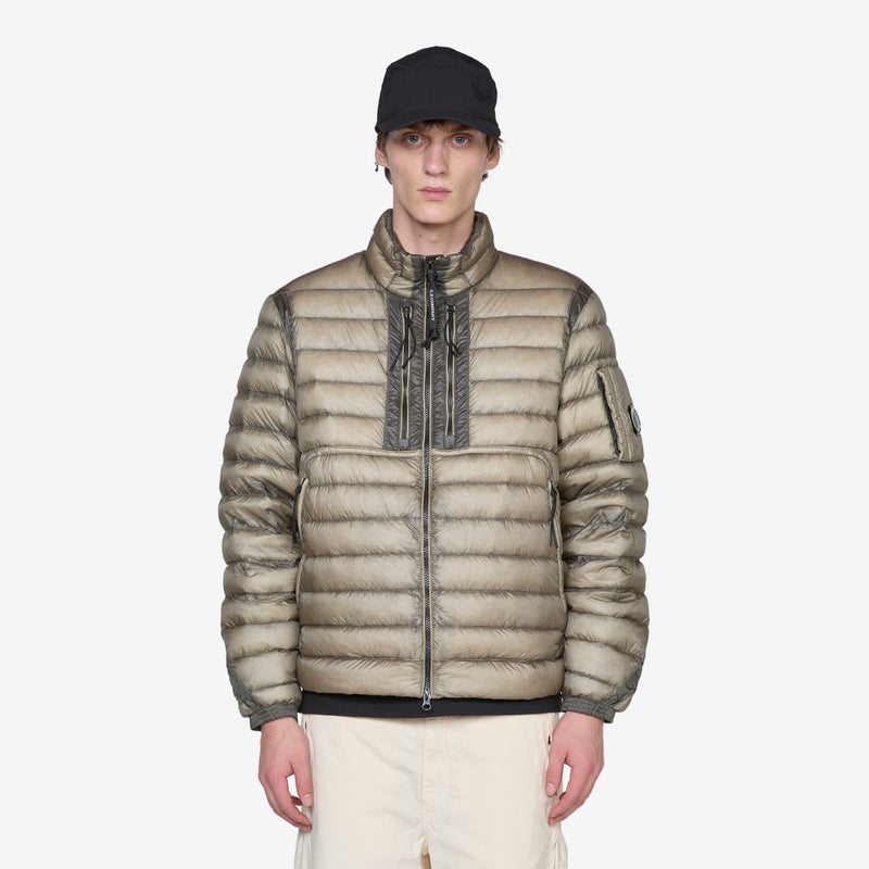 D.D. Shell Collar Zip Down Jacket Vintage Khaki Jackets