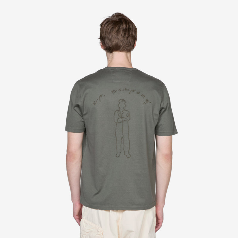 Mercerized 30/2 Jersey Twisted Logo Graphic T-Shirt Grape Leaf Tees