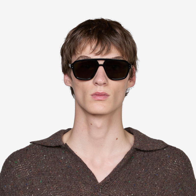 Jet Black | Green Solid Lens Eyewear